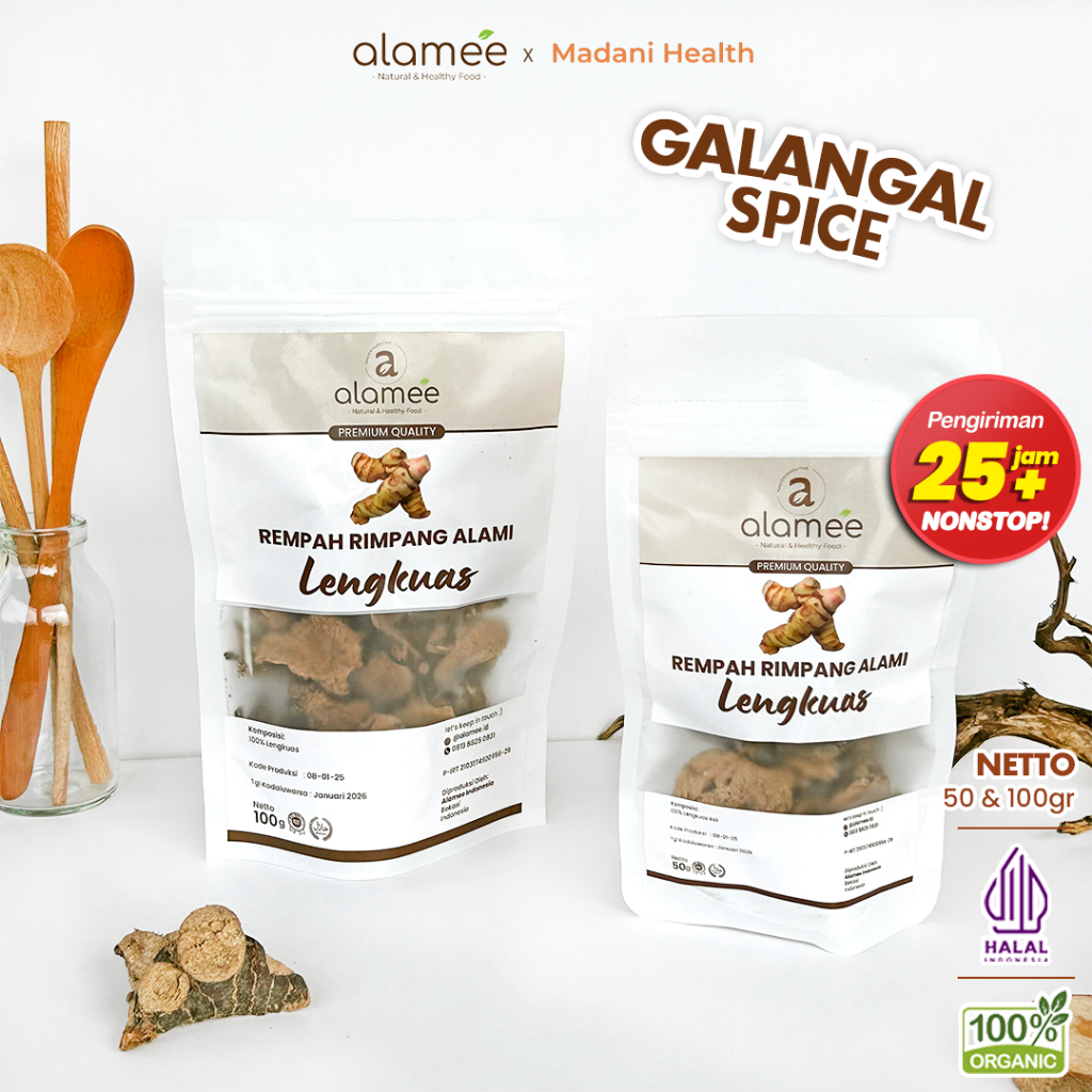

ALAMEE Lengkuas Kering Dried Galangal Iris Rempah Organik Alami Bumbu Seasoning Masakan Masak 100gr