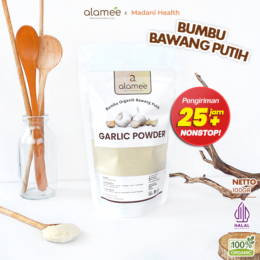 

ALAMEE Bawang Putih Bubuk Garlic Seasoning Powder Bumbu Masak Dapur Organik Rempah Rimpang Asli 100g