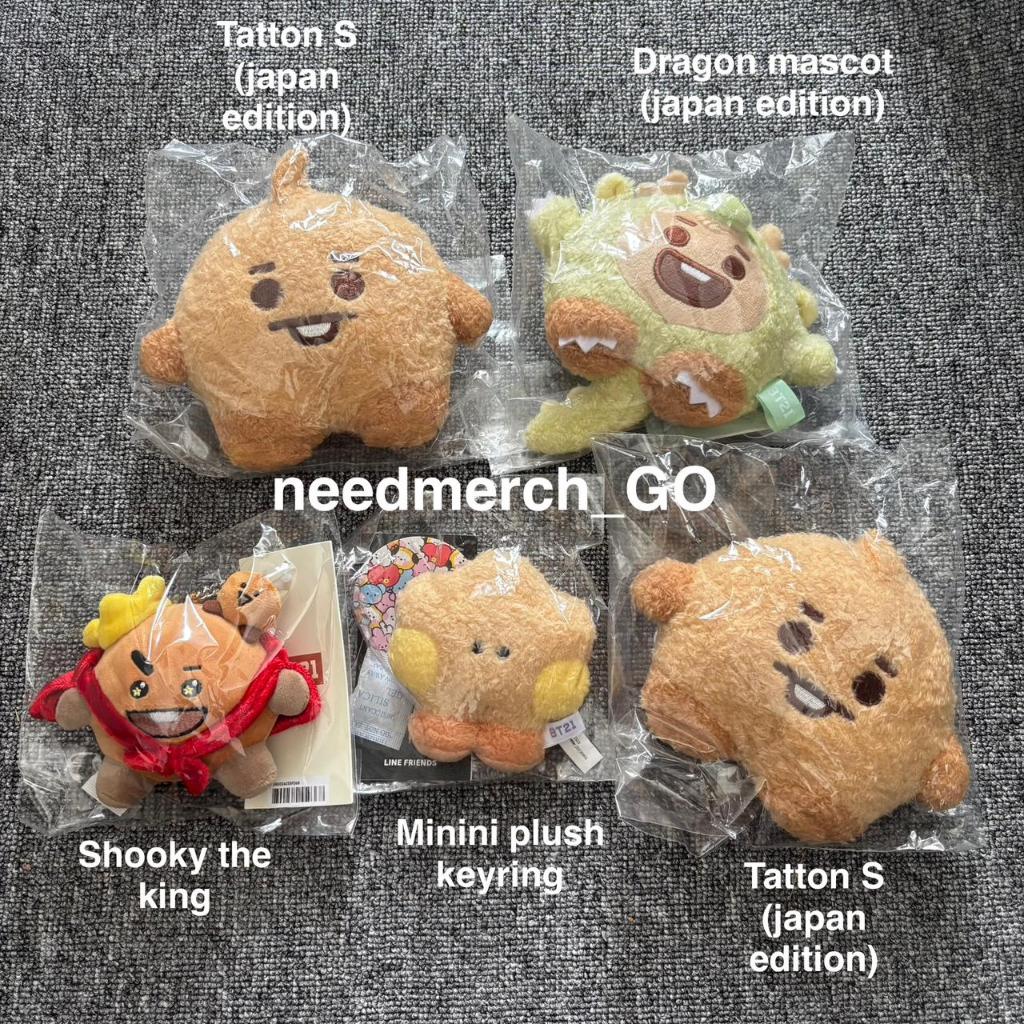 READY STOCK BT21 Shooky The King Plush Keyring, Tatton S Plush Japan, Minini Plush Keyring