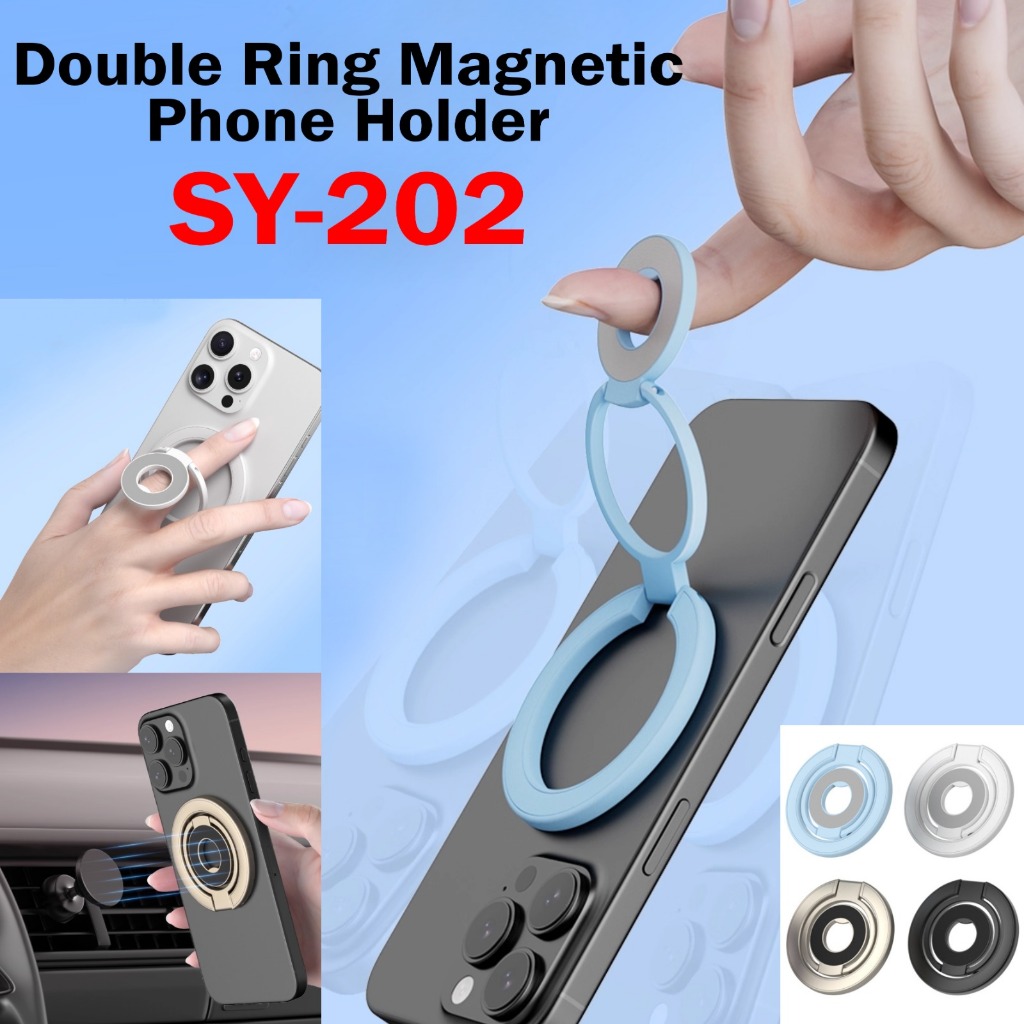 Ring Holder HP Double Magnetic / Stand Holder HP Double Ring Magnetic Foldable SY-202