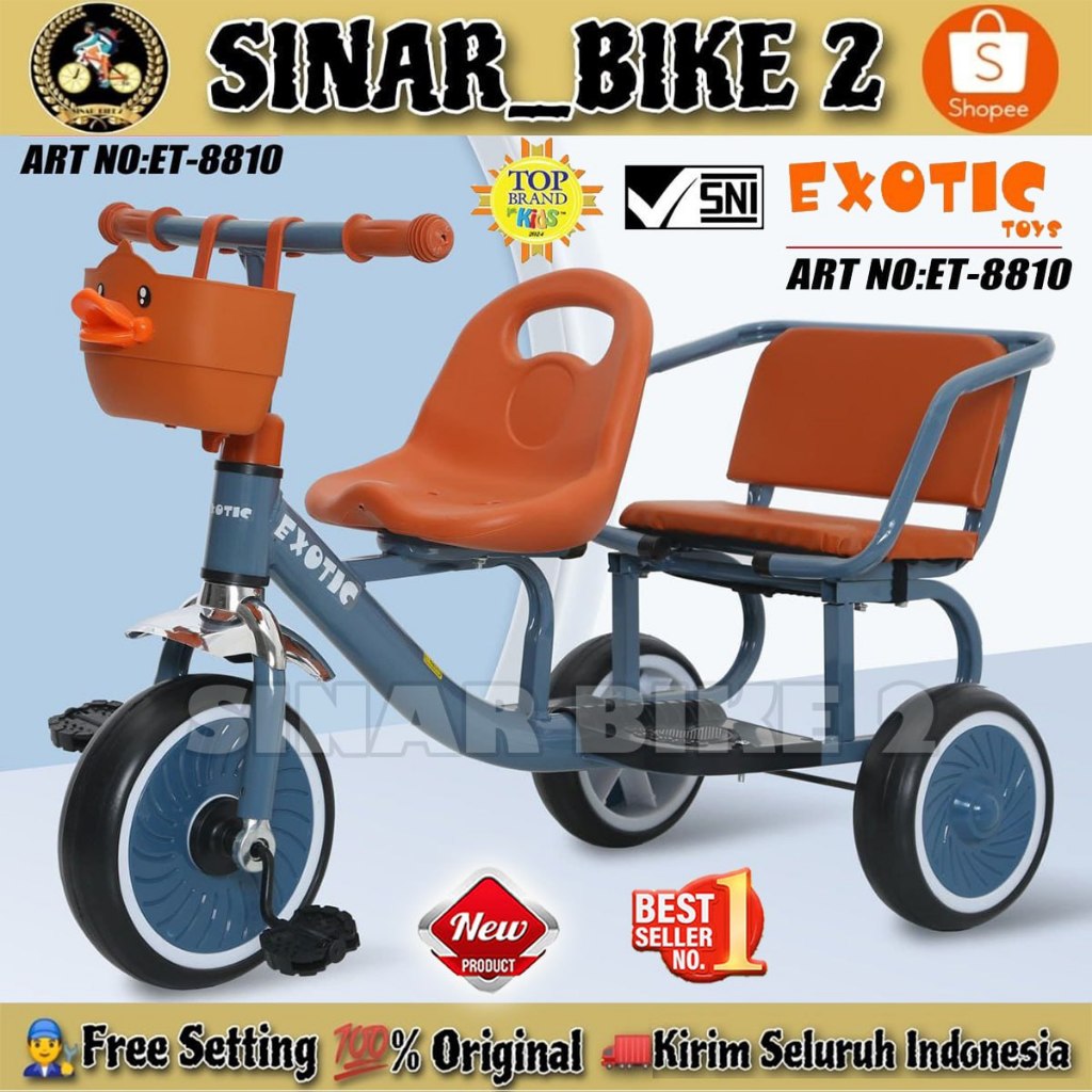 Sepeda Roda Tiga Anak TricycleTRICYCLE ET-8810 (BONCENG)