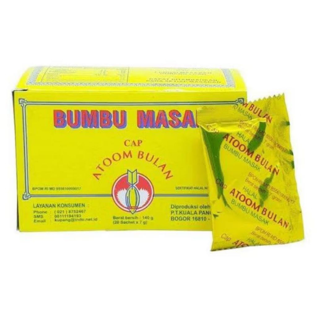 

ATOM BULAN BUMBU MASAK PENYEDAP RASA ISI 20 SACHET PER BOX @7g