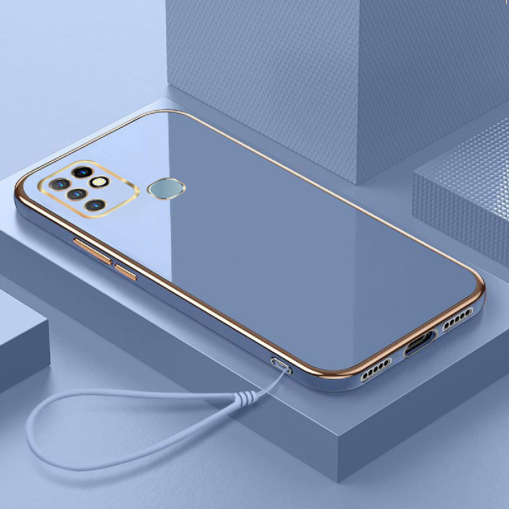 Softcase Infinix Hot 10 Case Luxury Plating Silicone Lanyard