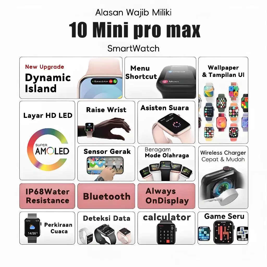 Vior CODSamsung SmartWatch 10 Mini 38MM Waterproof Bluetooth Call Jam Smartwatch Wanita Pria Monitor