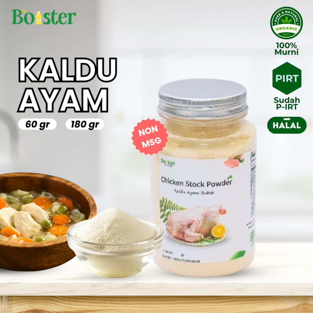 

MYBOOSTER KALDU AYAM BUBUK 60GR 180GR NON MSG / KALDU AYAM BUBUK ASLI MPASI BAYI BUMBU PENYEDAP RASA
