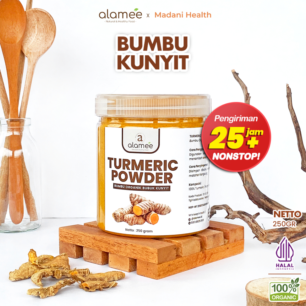 

ALAMEE Kunyit Bubuk Turmeric Seasoning Powder Ground Bumbu Dapur Instan Organik Murni Asli 250g