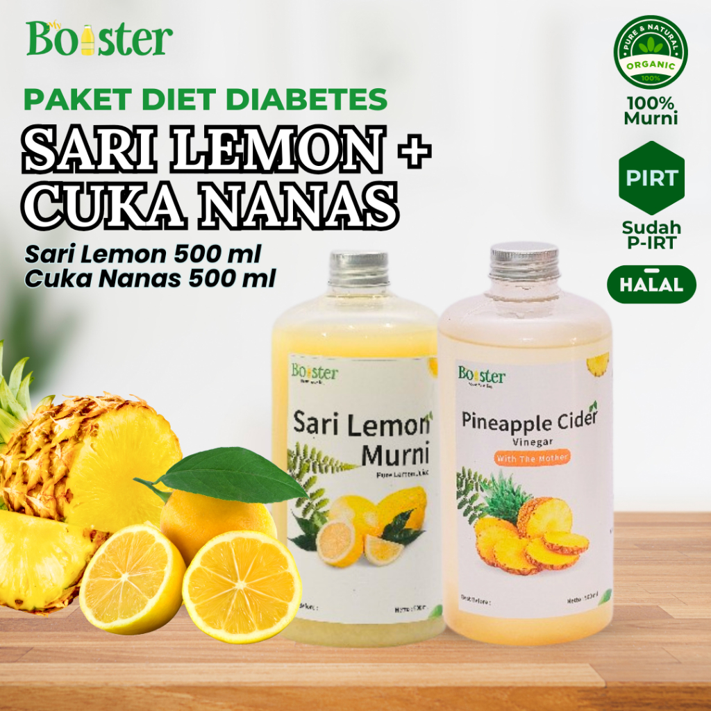 

MYBOOSTER PAKET DIET DIABETES SARI LEMON CUKA NANAS 2X500 ML / PAKET HEMAT CUKA NANAS SARI LEMON