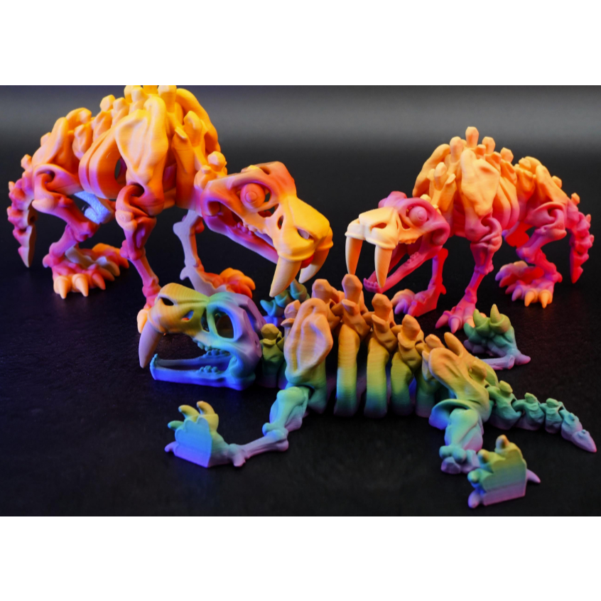 Cuero Mainan Skeleton Saber Tooth Tiger Artikulasi Macan Purba