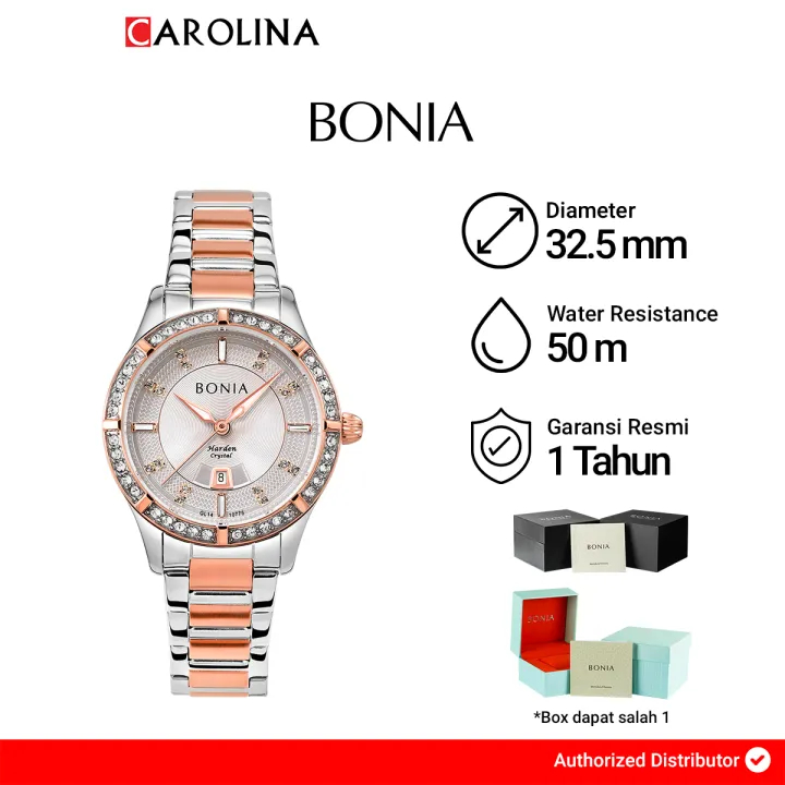 Jam Tangan Wanita Bonia Elegance B10775-2617S Silver Dial Silver Dual Tone Stainless Steel Strap