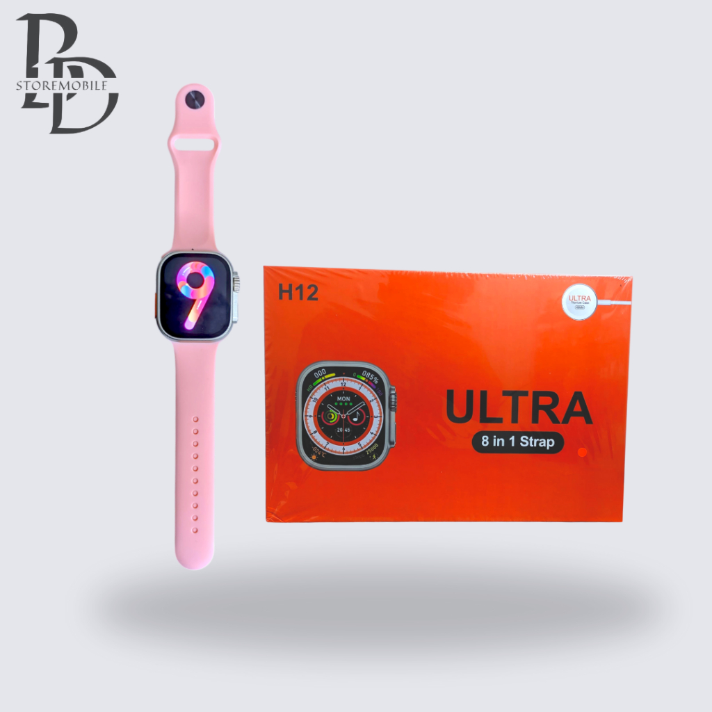 SMARTWATCH JAM TANGAN PINTAR H12 ULTRA 8 IN 1 STRAP TITANIUM CASE 49MM