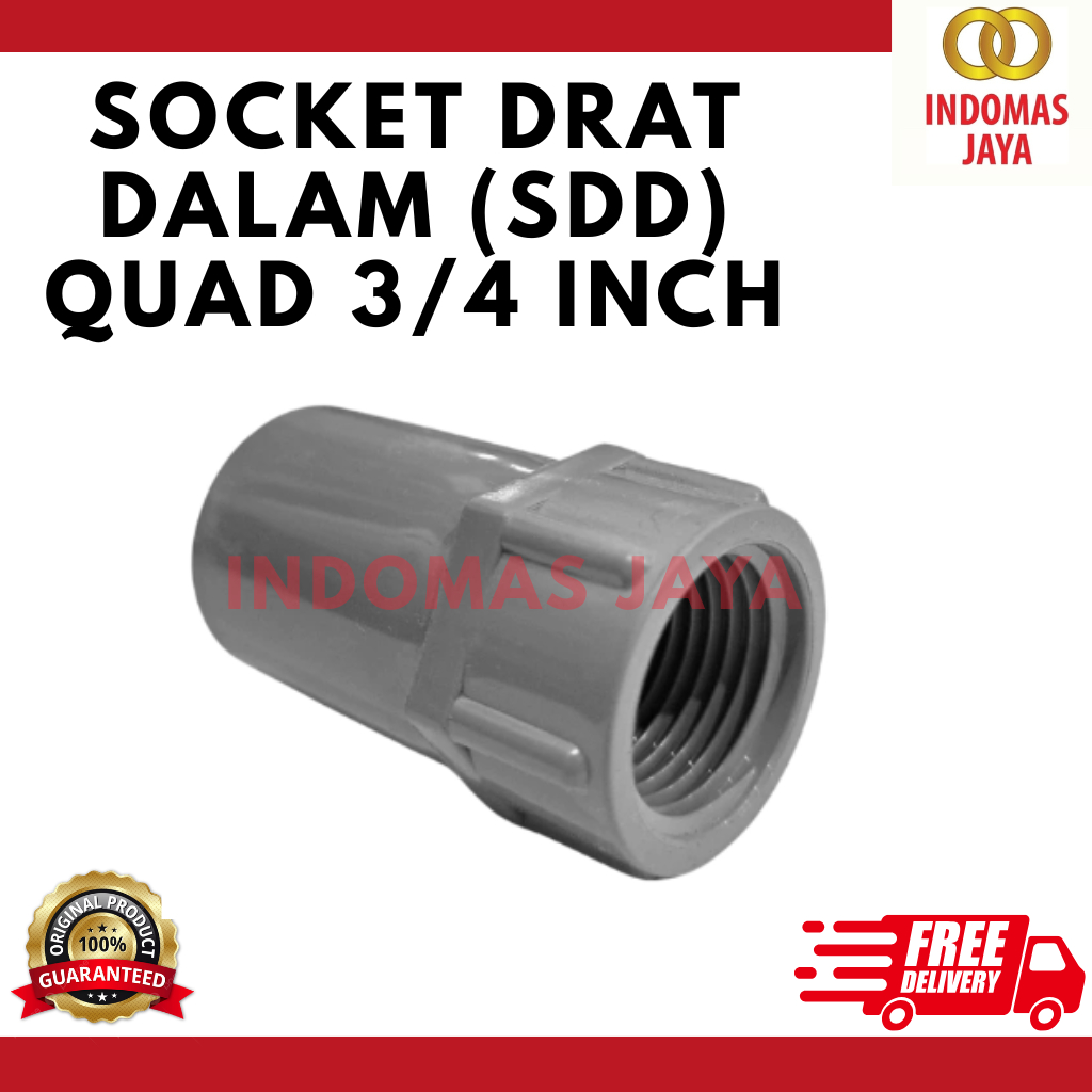 Quad Sock Drat Dalam 3/4 Aw Inch Quad Sdd 3/4 Aw Inch Sambungan Lurus Drat Dalam 3/4 Inch Quad