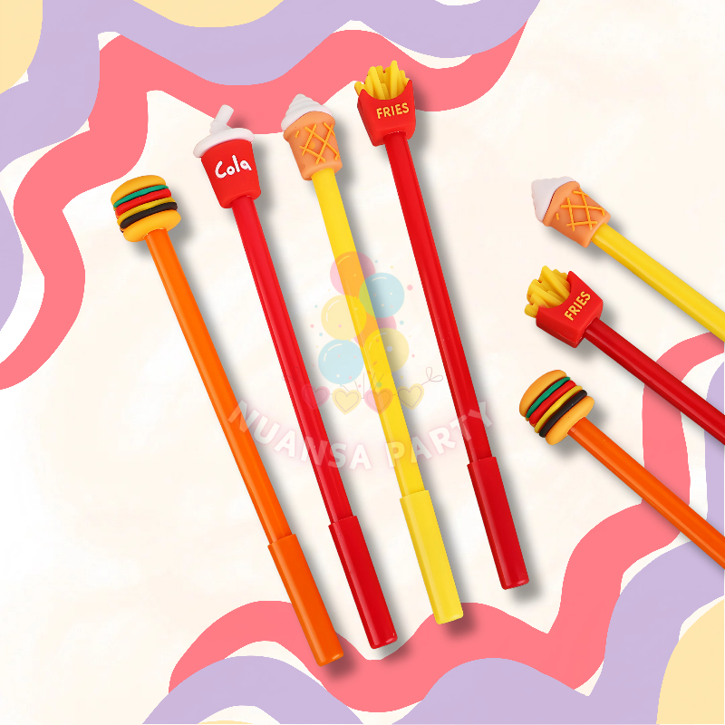 

NP • Pen Gel Karakter Lucu Motif FastFood Burger Kentang Goreng Alat Tulis Sekolah