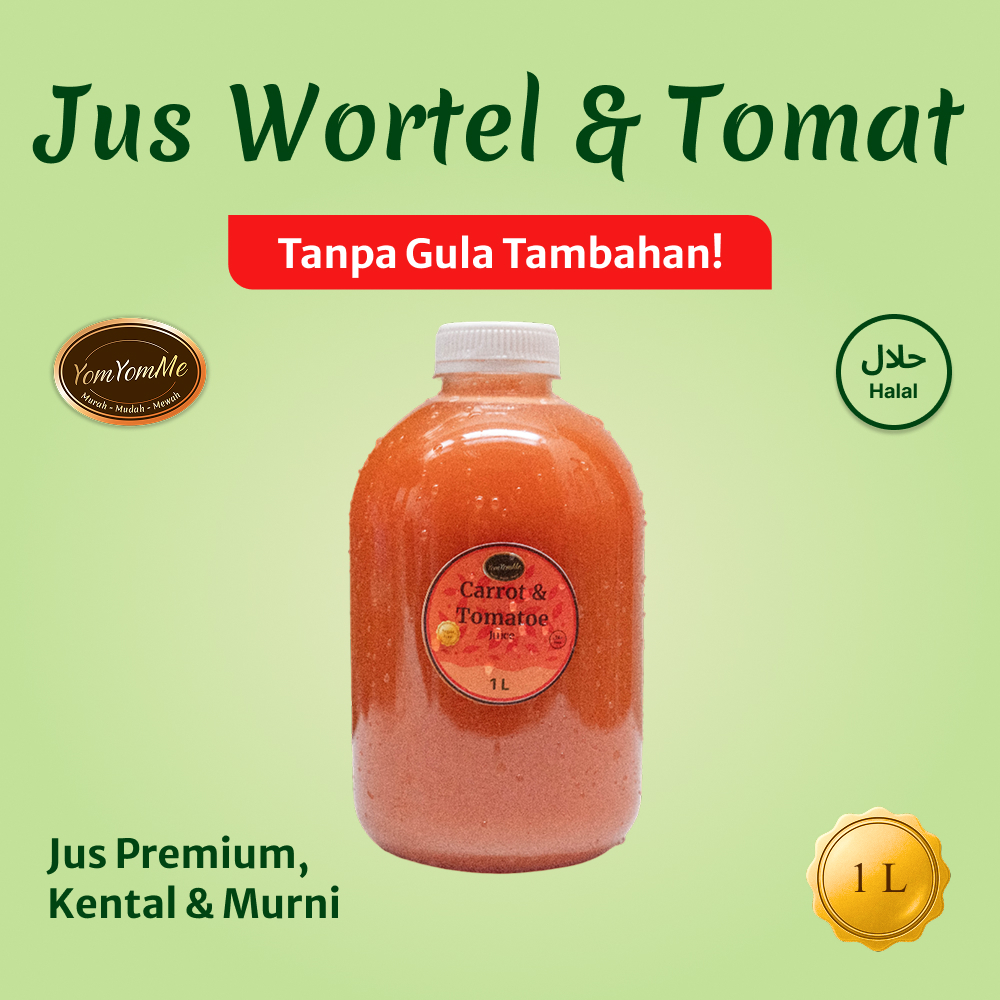 

YomYomMe Jus Wortel Tomat 1L - Jus Kental - Tanpa Gula Tambahan - Sehat, Segar, Kaya Vitamin A & C