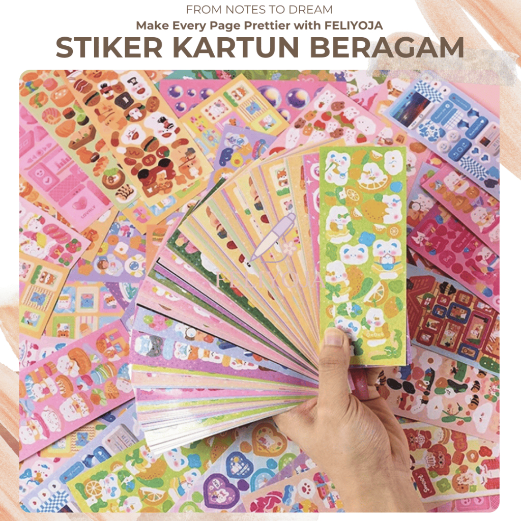 

FELIYOJA | Sticker Berbagai Kartun Shiny Stiker Lembar/Mahasiswa DIY Hias Bahan Stiker/Colorful