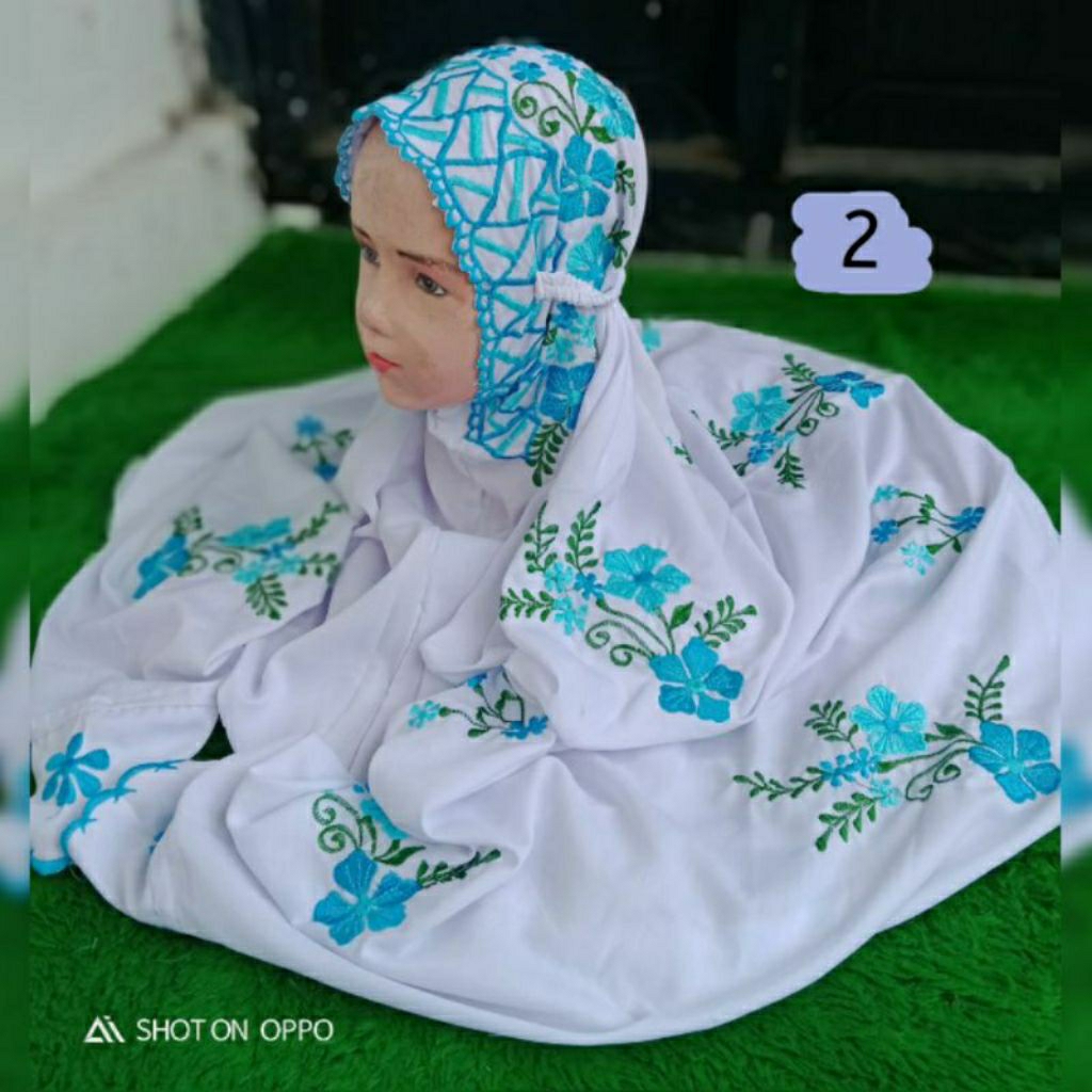 01Mukena Terusan Anak SD Bahan Polino Putih
