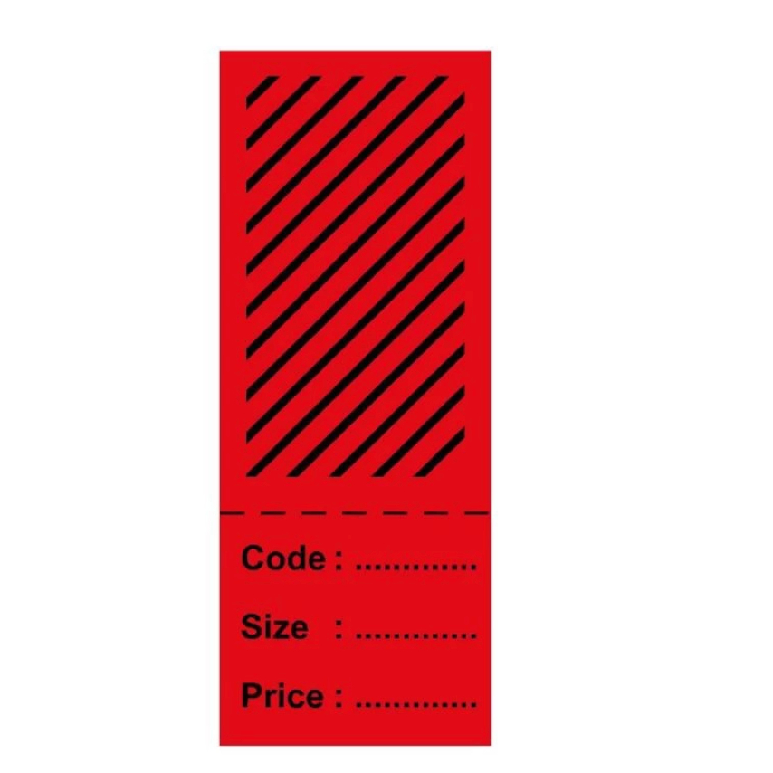 

HANG TAG GARIS MERAH HITAM uk 8.5 x 3.3 cm isi 100 pcs