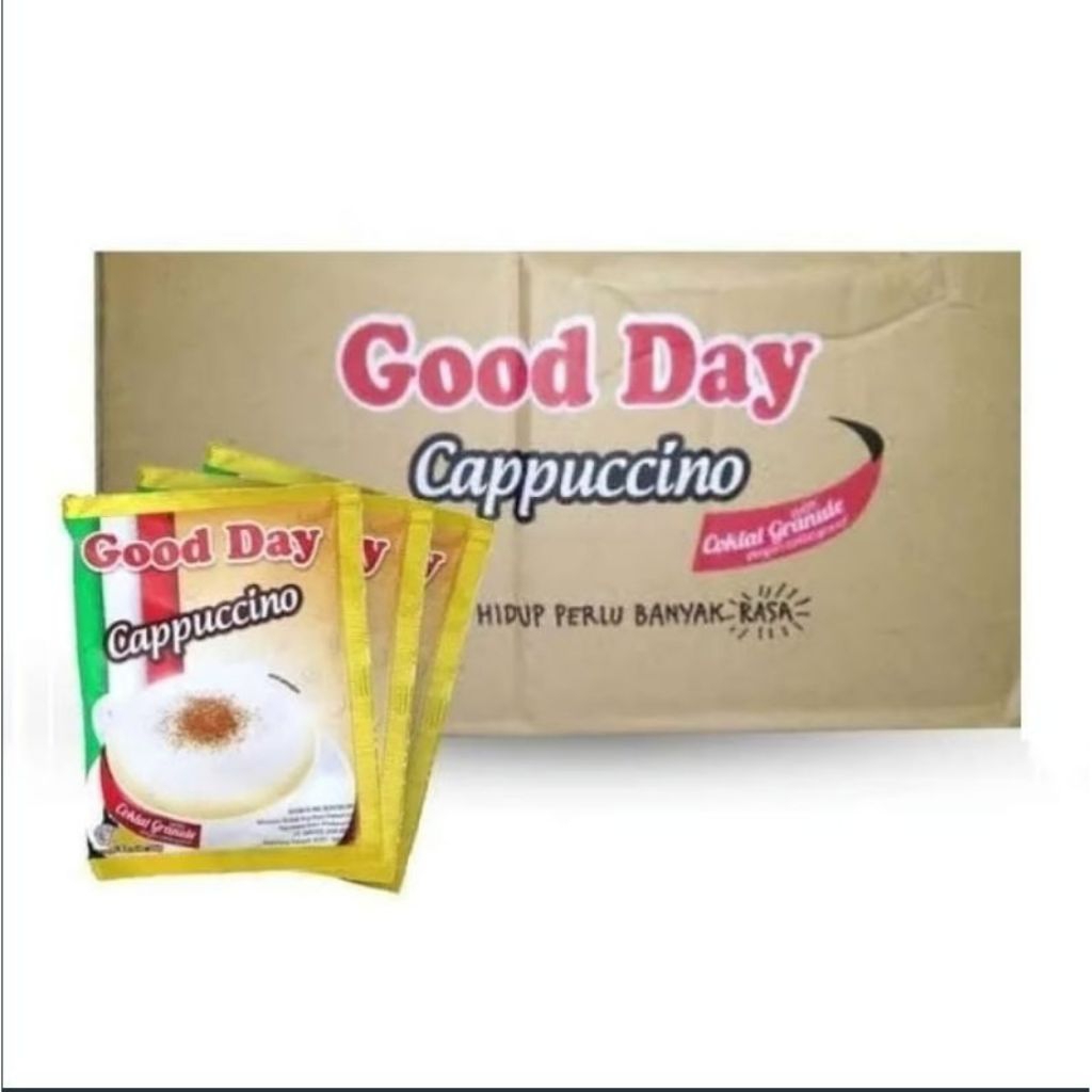 

Goodday Capuccino 1 dus isi 12 Renceng @1 Renceng isi 10 Sachet