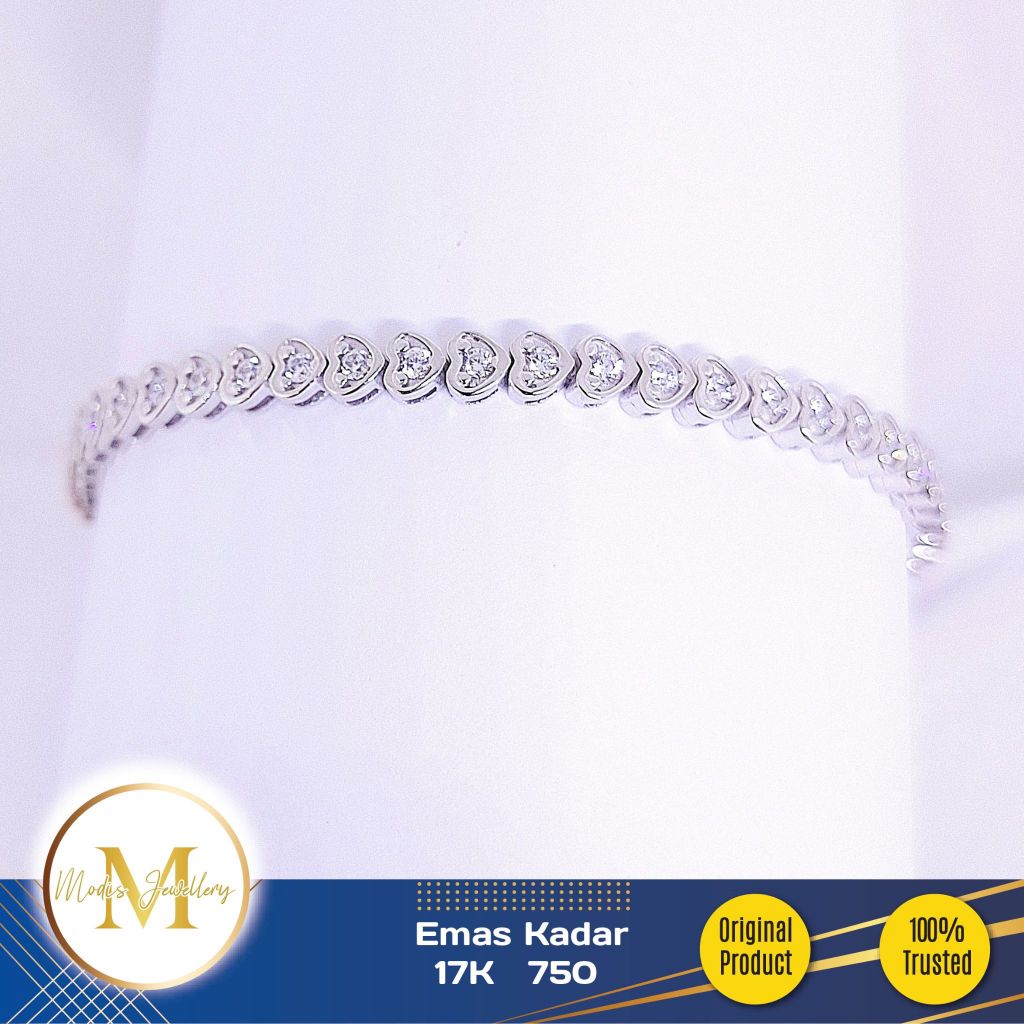 MODIS JEWELLERY - Gelang Serut Love Listring Putih - Emas 17k 750