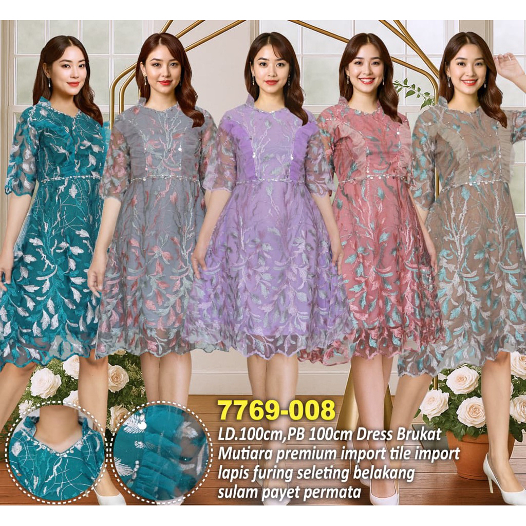 COD DRESS BRUKAT BAJU NATAL BAJU PESTA 7769