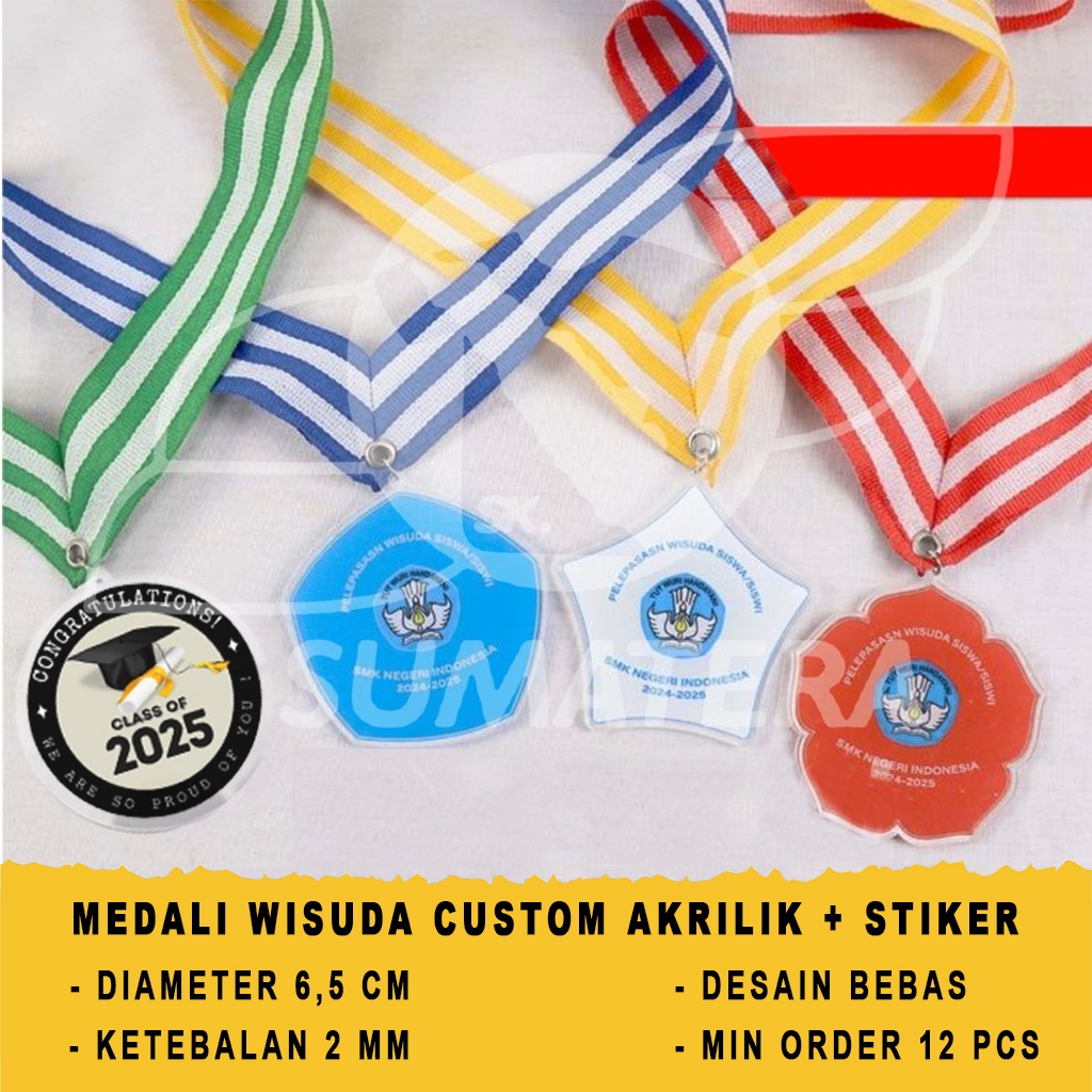 

MEDALI KELULUSAN - MEDALI WISUDA - MEDALI AKRILIK CUSTOM - MEDALI MURAH-MEDALI EKPRES { LOGO STIKER)