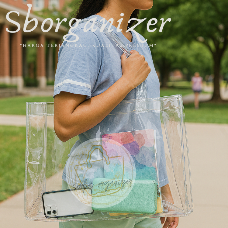 

Goodie bag JUMBO transparan tote bag souvernir perusahaan 30X15 Goodie bag JUMBO transparan TAS MIKA