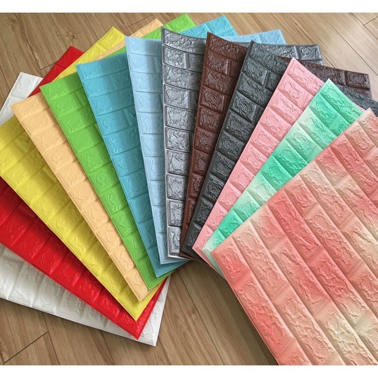 Wallpaper Dinding Sticker 3D Foam Anti Air Motif Bata Berteksture Seperti Bata 70x77Cm Foam