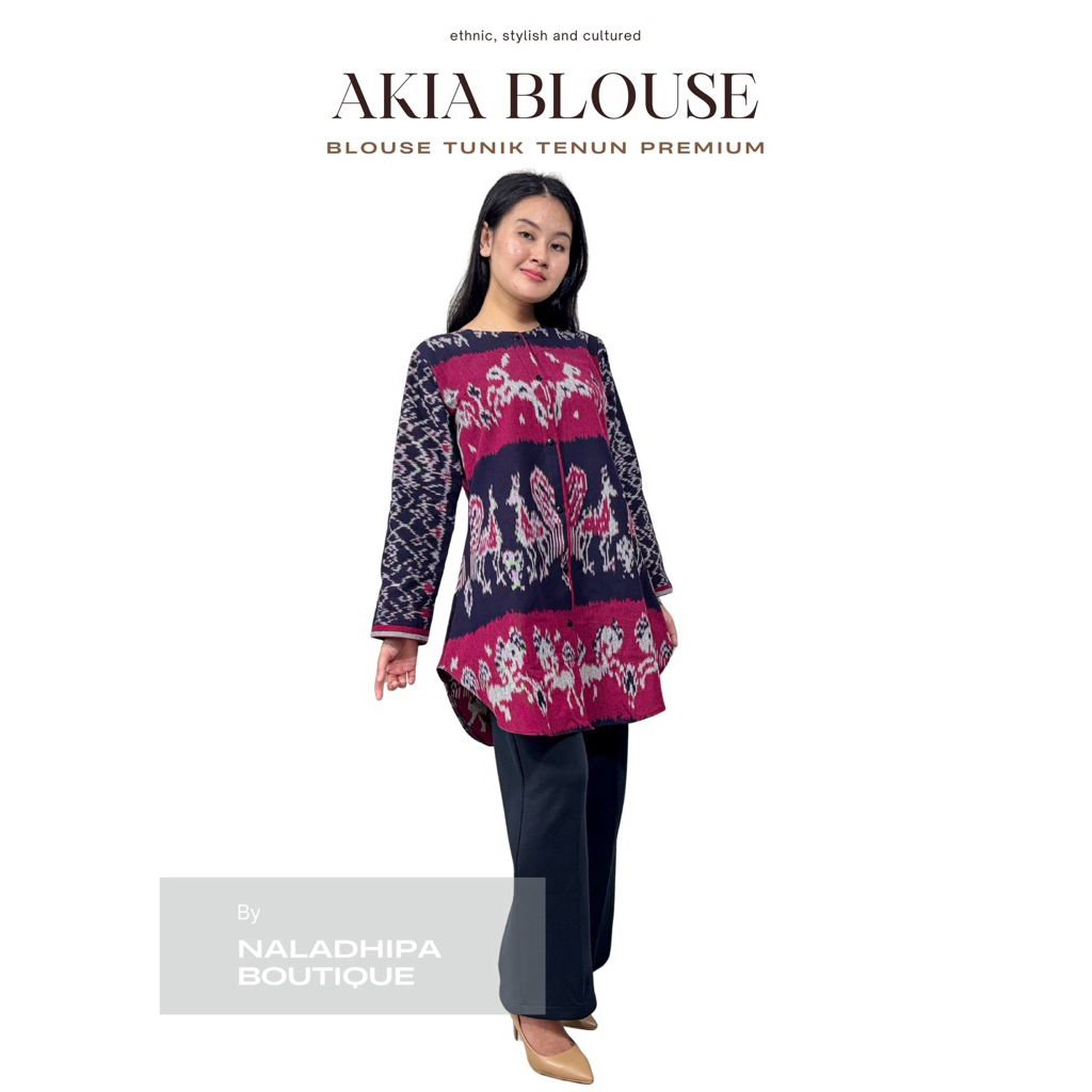 NALADHIPA Tunik Tenun (Akia Tunik) Blouse Tunik Tenun - Tunik Tenun Ikat Blanket Motif Sumba