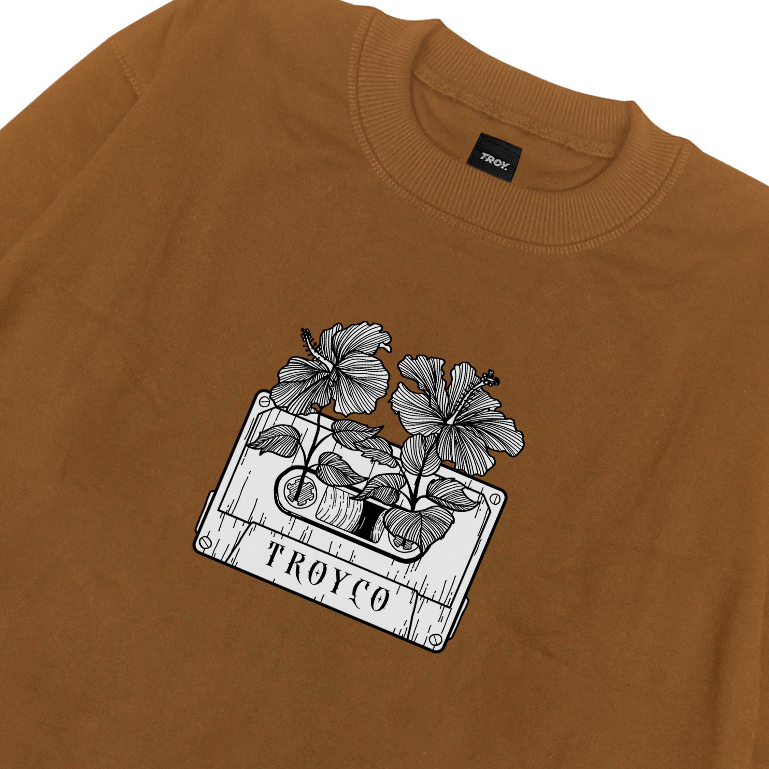 Troy Company Sweater Crewneck Old Mustard Cassette Fleurie - Sweater Sweatshirt Mustard Tua SW 3180