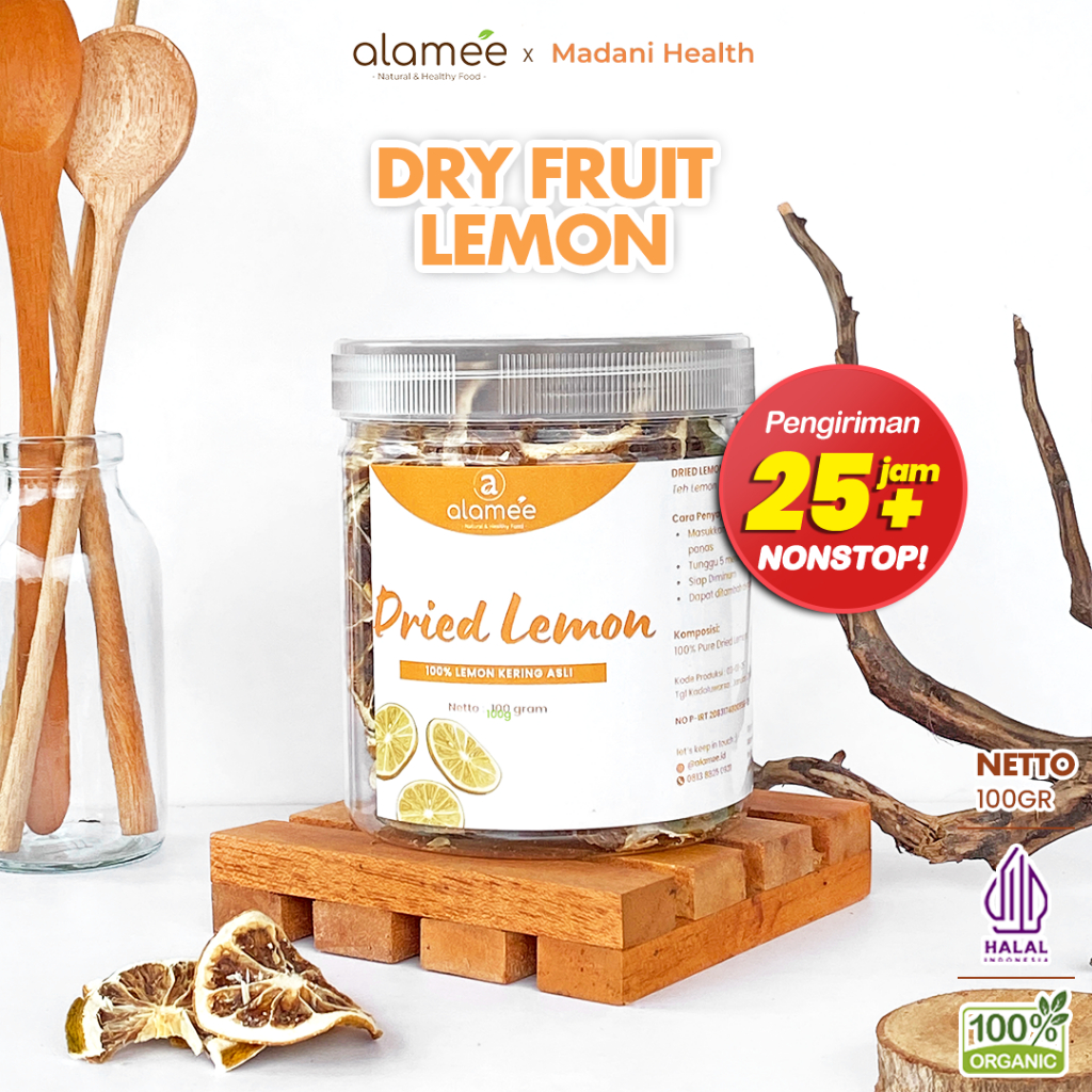 

ALAMEE Lemon Kering Dried Slice Tea Teh Herbal Iris Organik Minuman Herbal Organic 100gr