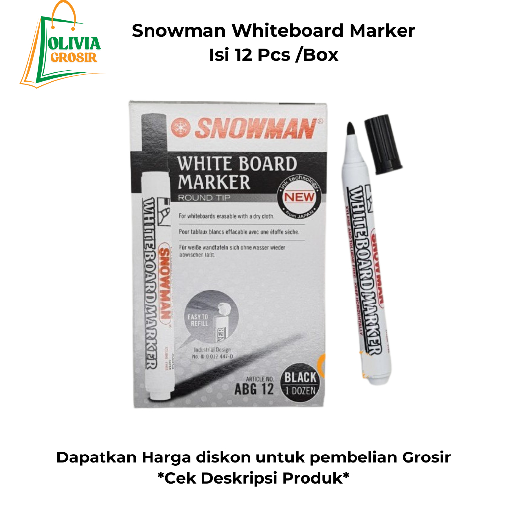 

Snowman Whiteboard Marker Isi 12 Pcs / Box