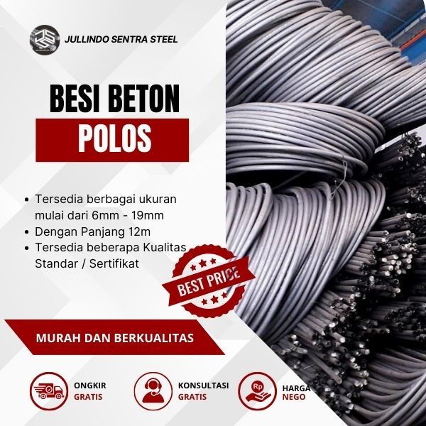 BESI BETON 10 Polos STANDAR SNI  8,8mm FULL x Panjang 12m