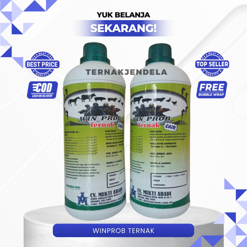 READY WINPROB TERNAK /PROBIOTIK (KAMBING,SAPI DAN DOMBA) STOCK - CAIR, 1 Liter