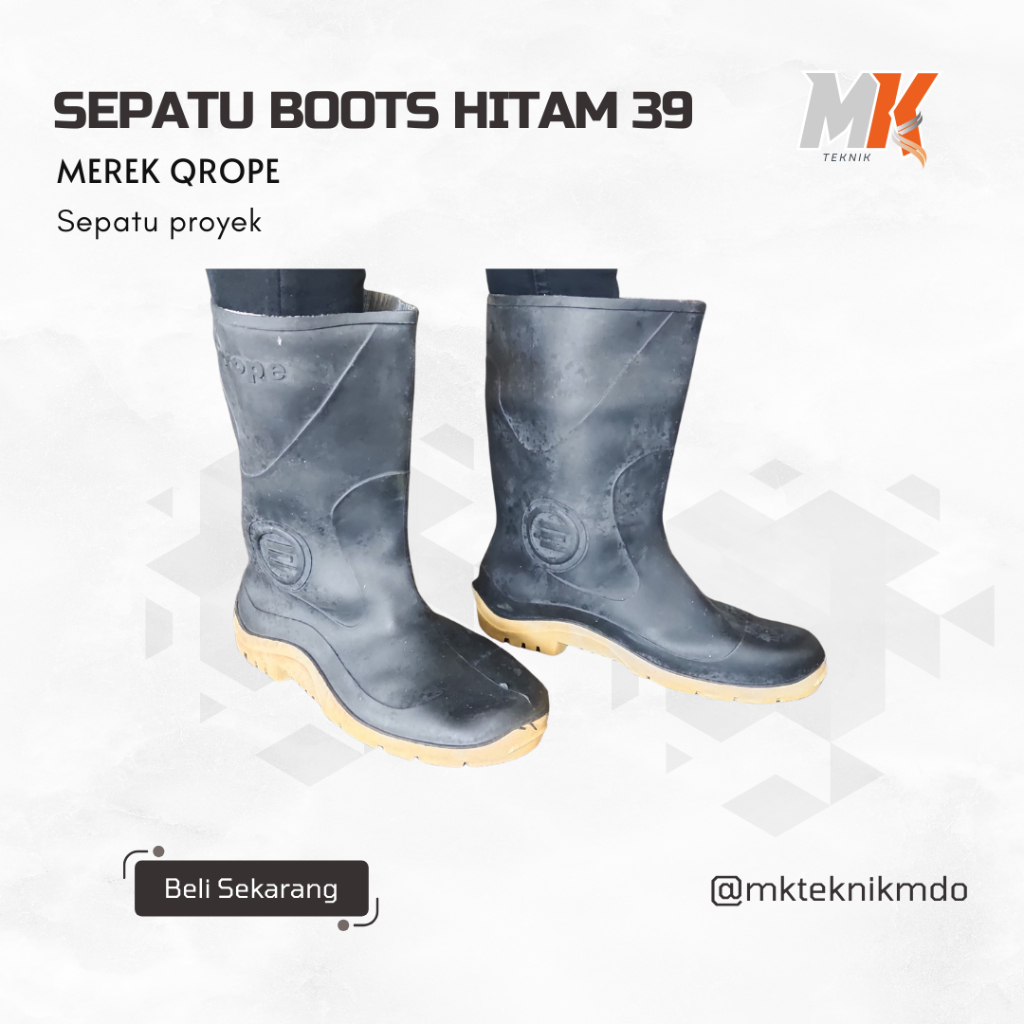SEPATU BOOTS HITAM NO 39 MERK QROPE