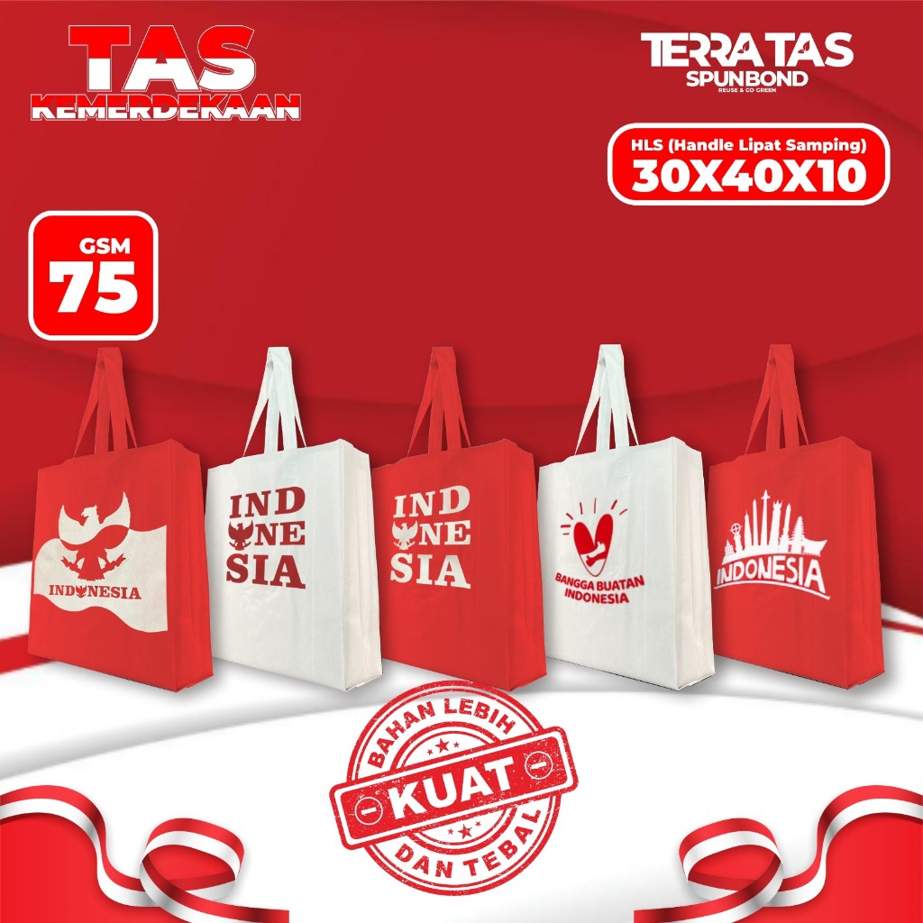 

Special Edition Kemerdekaan Indonesia 75 GSM 30x40x10 Hampers Goodie Bag Tas Spunbond