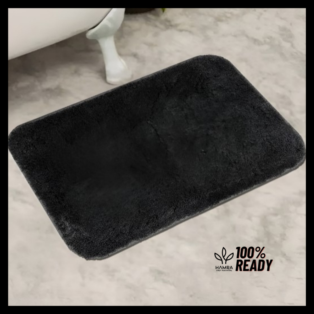 Keset Kamar Mandi (Hitam) / Keset Kaki 50x80cm / Keset Lantai Polos / Keset Anti Slip