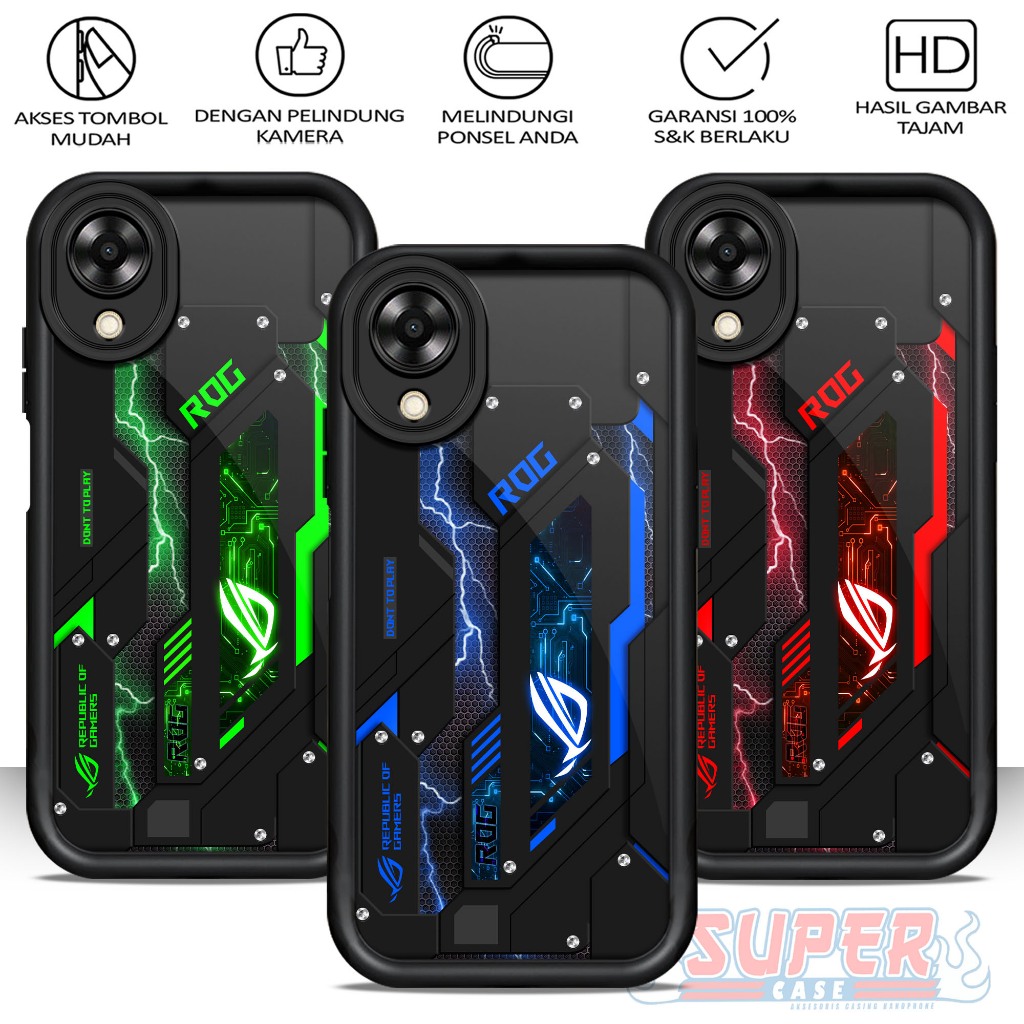 Case Hp For OPPO A17K Pelindung Handphone ROG1 SoftCase Glossy casing Handphone Silikon Glass