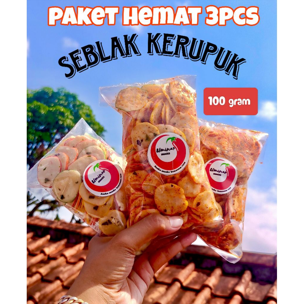 

uminar paket hemat 3pcs seblak kerupuk daun jeruk 100 gram
