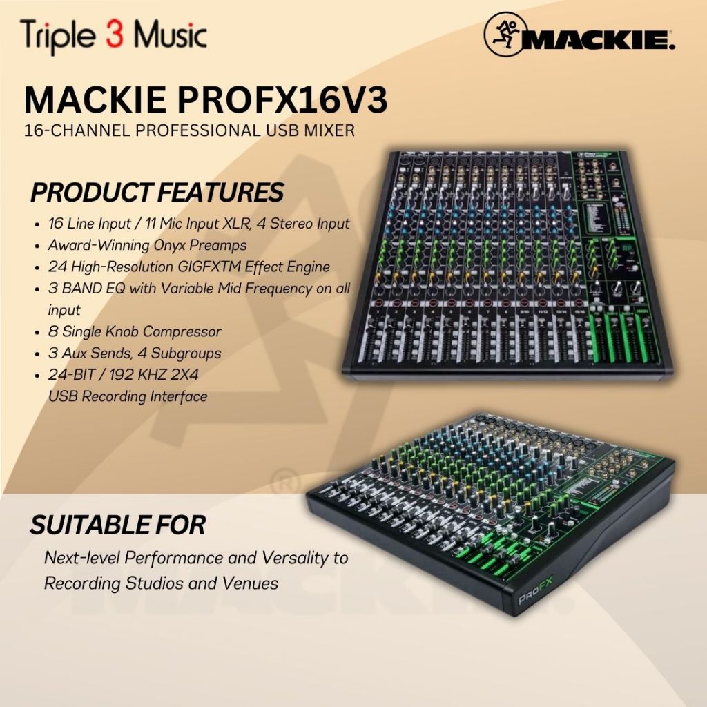 Mackie ProFX16v3 PRO FX 16 V3 16-channel Mixer with USB and Effects