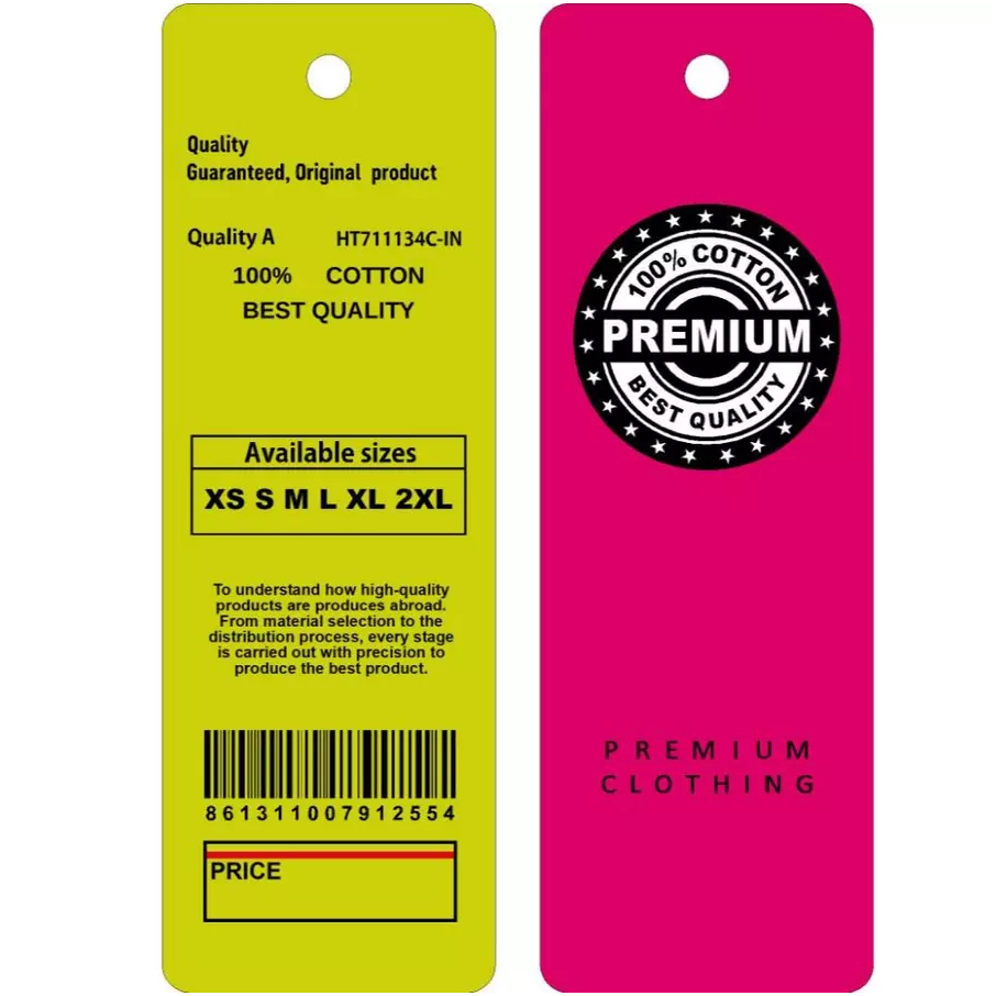 

HANG TAG PREMIUM A uk 3 x 9 cm tebal 500 gram label baju tag