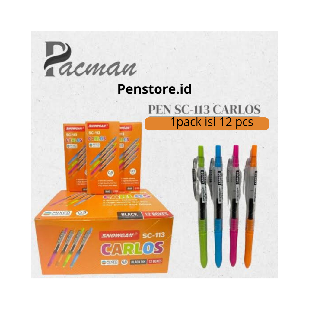 

(pack=12biji) Pulpen Kokocan 0.5 tinta Hitam / Pen Gel Snowcan SC-113 Mixed Body Colors