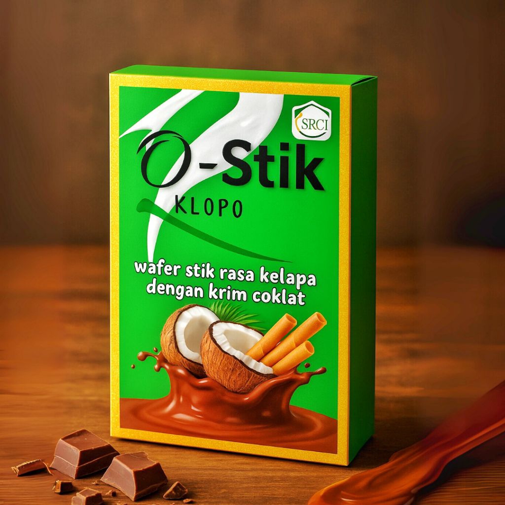 

O-Stik Klopo / Milk Vanila Box Isi 20 Wafer Stick Roll Rasa Cokelat