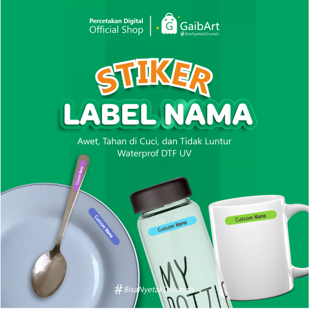 

GaibArt Bisa Nyetak Stiker Sendok Piring Gelas Timbul Waterprof DTF UV 5x0.8cm Bisa Lebih dari 1 Nama