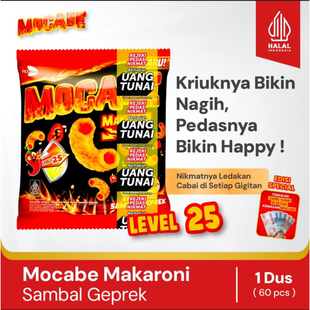

Mocabe - Sambal Geprek - Small Pack - 1 Karton (6 renceng) - 60 Pcs - 25gr (Free 12 Pcs)