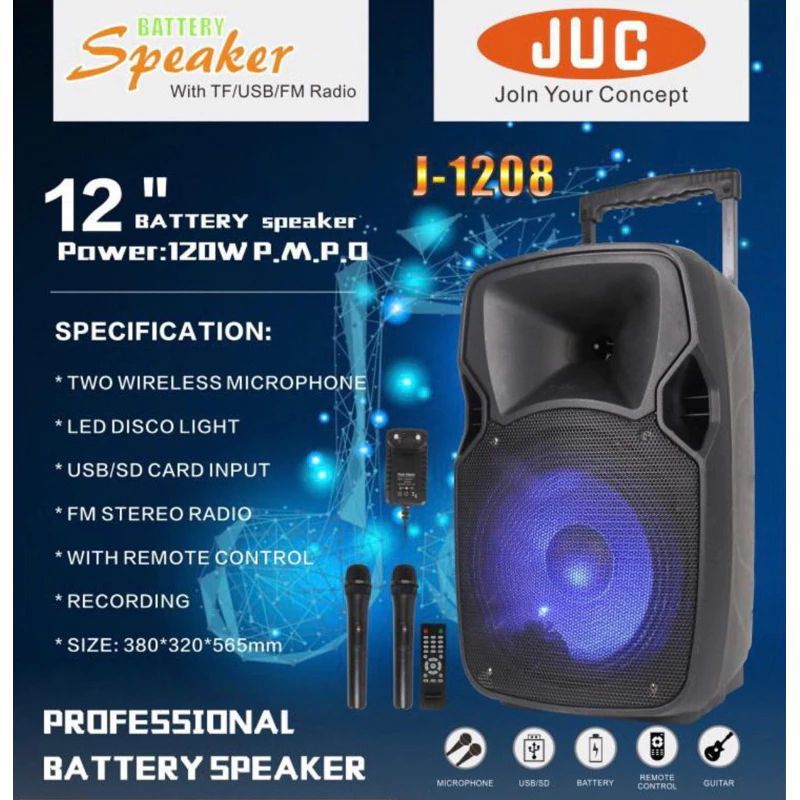 JUC -J1208 Speaker Portable Meeting 12 inch FREE MIC Wireless