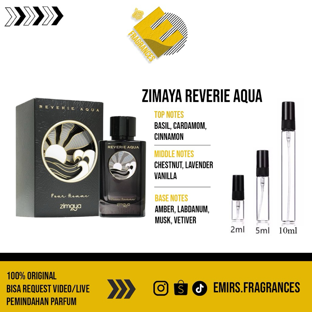 Decant Parfum Zimaya Reverie Aqua Travel Size Wangi Manis Segar Maskulin