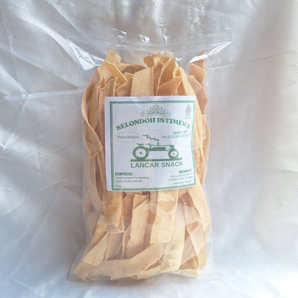 

Kerupuk slondok mentah pedas manis kemasan 500g