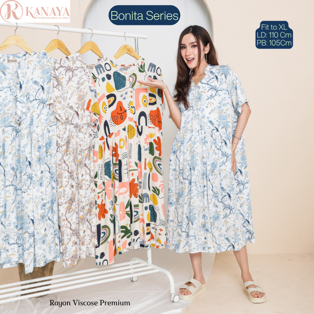 Daster Terlaris Kekinian terbaru  Busui Home Dress Rayon Premium Remple by Kanaya
