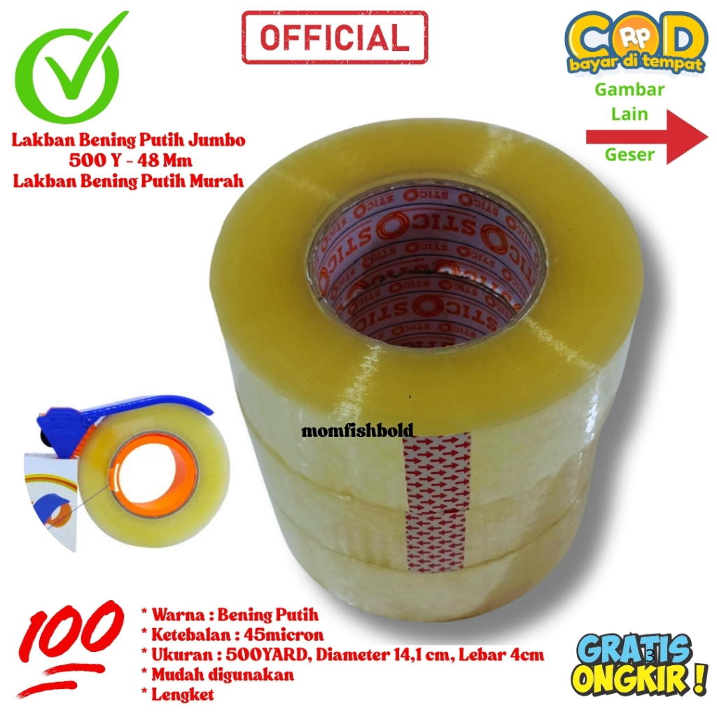 

Lakban Bening Putih 2 Inch 500 Yard Jangan Dibanting 48 Mm 2" 500y Handle With Care