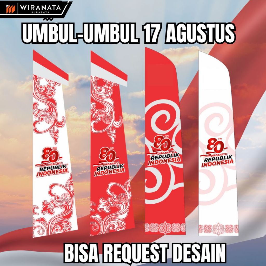 Umbul-Umbul 17 Agustus 2025 Bisa Custom Desain | HUT RI ke-80