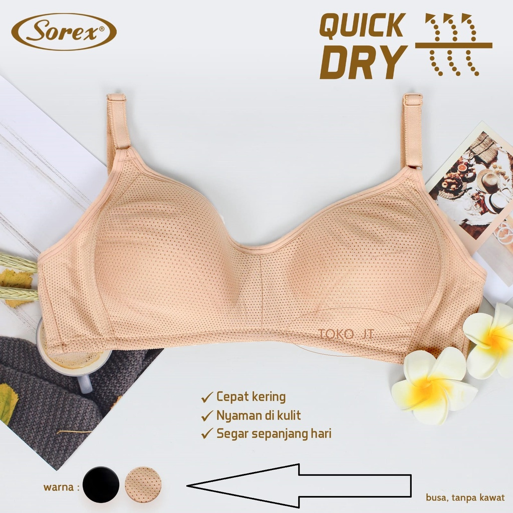 BH SOREX 02002 - BH Bra Polos Wanita Remaja Sorex Quick Dry Tanpa Kawat dan Tanpa Busa Cepat Kering 